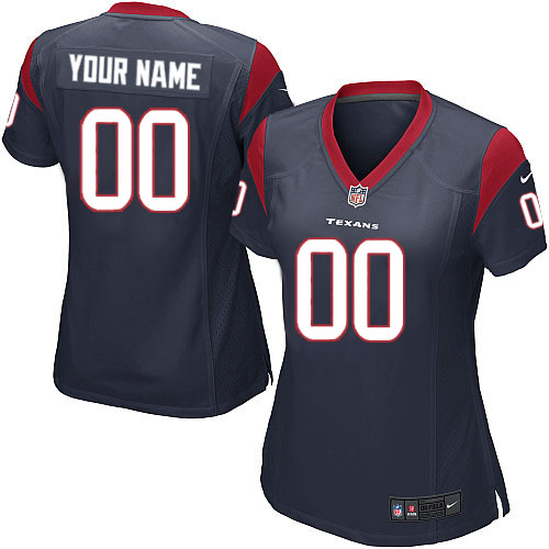 Nike Houston Texans Customized Navy Blue Stitched Women's NFL Jersey - Click Image to Close